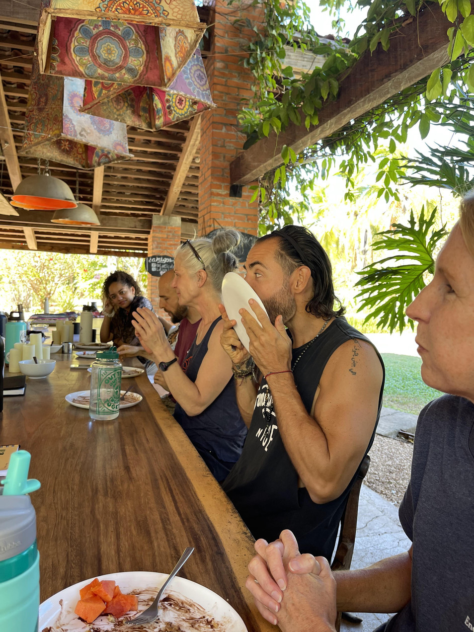 Retreat guests sharing a meaningful moment