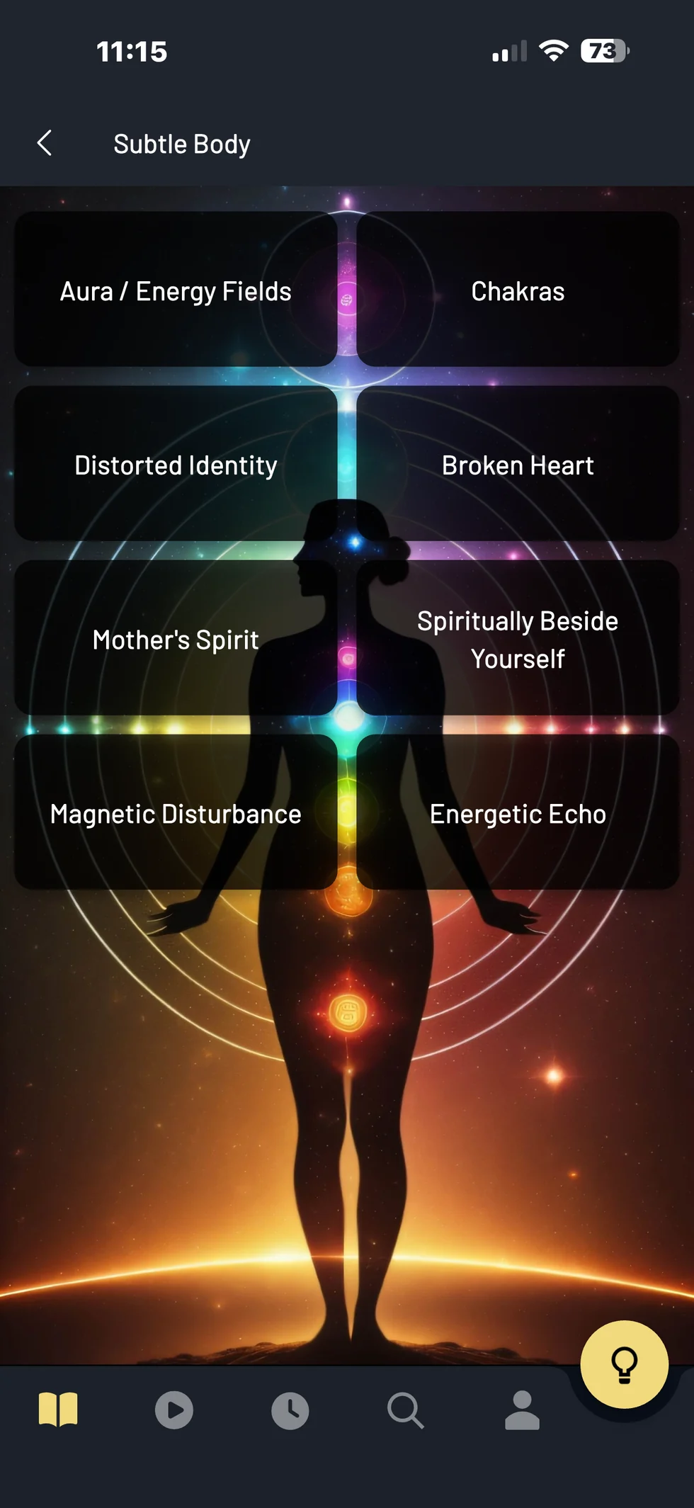 SBT Energy Therapy app guided tutorial screen